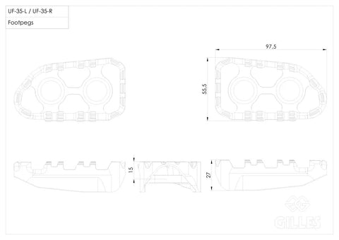 Gilles Tooling Tech-X Enduro Rider Footpegs Black (RGK2-B005-UF35-SET-B)