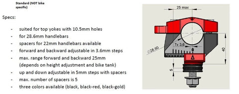 Gilles Tooling 2DGT Adjustable Handlebar Risers Black (2DGT-02-26-B)