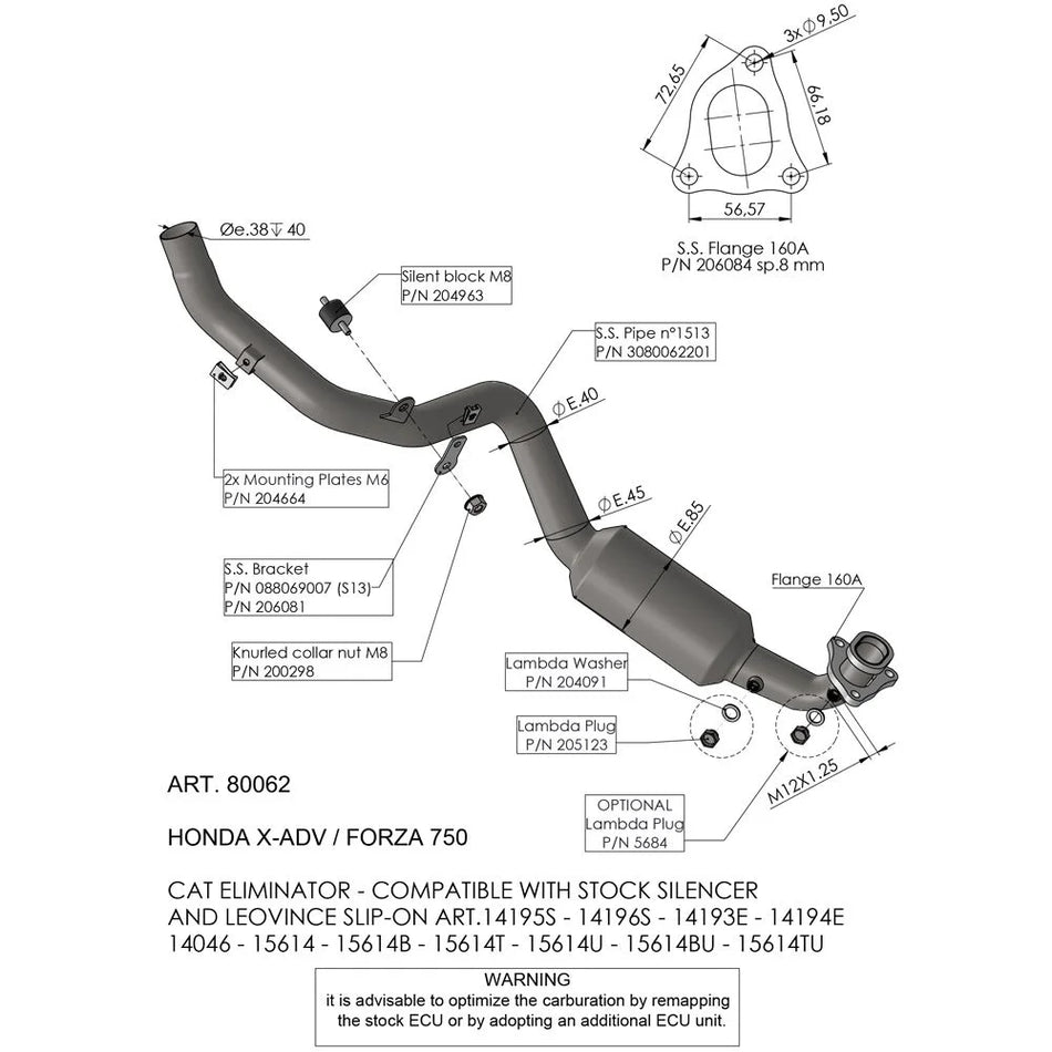 LeoVince 4-Stroke Header Pipe Stainless Steel Honda Forza Dct / X ADV
