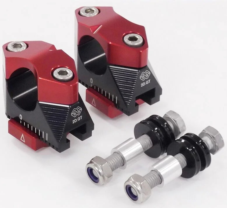 Gilles Tooling 2DGT Adjustable Motorcycle Handlebar Risers Black/Red (2DGT-02-01-BR)