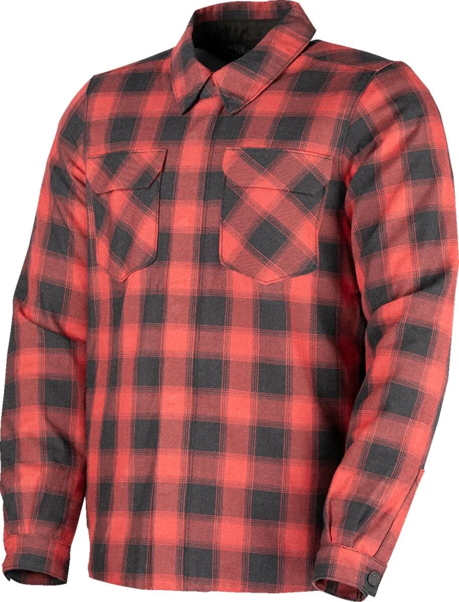 ICON Fallblock Men's Flannel Motorcycle Jacket Red