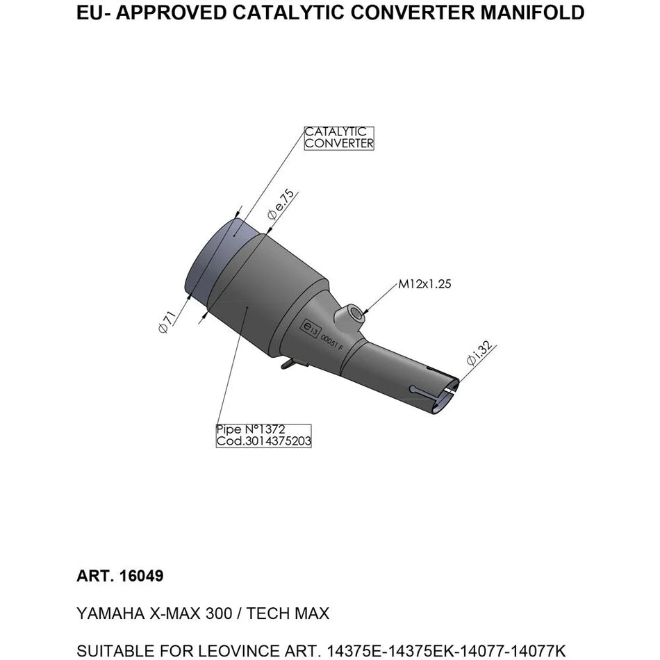 LeoVince Catalytic Converter Manifold Yamaha X-Max