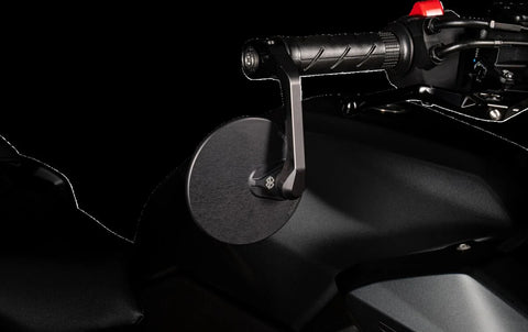 Gilles Tooling MOON Round Motorcycle Bar End Mirror Matt Black (M04-02-BD)