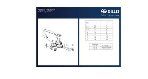 Gilles Tooling AS31GT3 Adjustable Rearset Black (AS31GT3-H16-B)