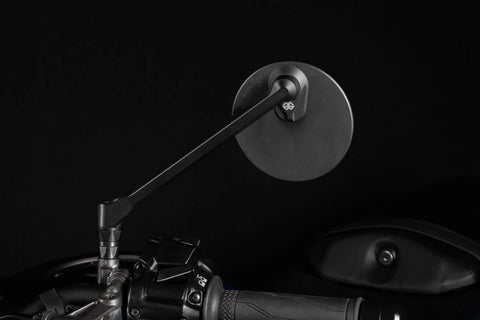 Gilles Tooling MOON Round Motorcycle Mirror Right Matt Black (M04-04-R-BD)