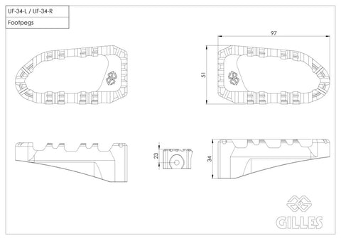 Gilles Tooling Pro-X Enduro Rider Footpegs Black (RGK-500-UF34-SET-B)