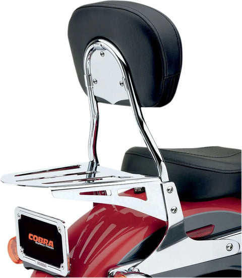 Cobra Short Round Sissy Bar Chrome with Pad (602-1300)