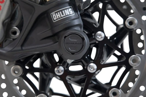 SW-Motech Front Axle Slider Set Black Tiger 800 Models / Speedtr 1050 / Ténéré