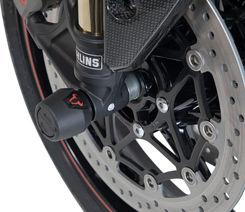 SW-Motech Front Axle Slider Set Black Tiger 800 Models / Speedtr 1050 / Ténéré