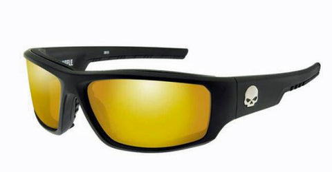 Harley-Davidson® Men's Wiley X® Baffle Sunglasses | Orange Mirror Lenses With Amber Base | Matte Black Frames - HABFL14