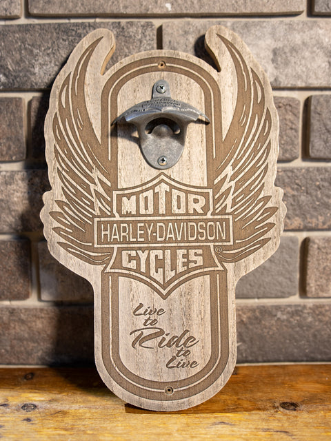 Harley-Davidson® Winged Bar & Shield Magnetic Wooden Bottle Opener HDL-18570